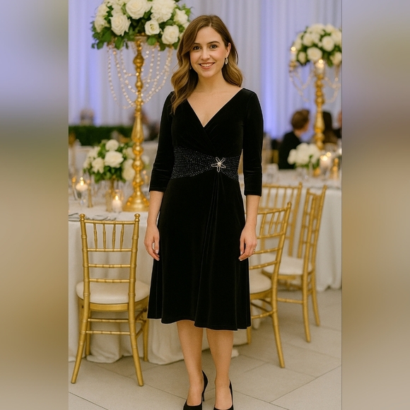 Dalia Macphee black velvet dress - Picture 1 of 12